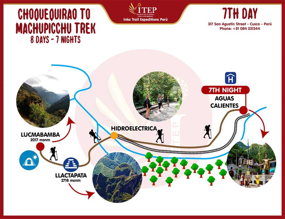 Map - Day 7: Lucmabamba | Llactapata – Hydroelectric – Aguas Calientes Map - Day 7: Lucmabamba | Llactapata – Hydroelectric – Aguas Calientes