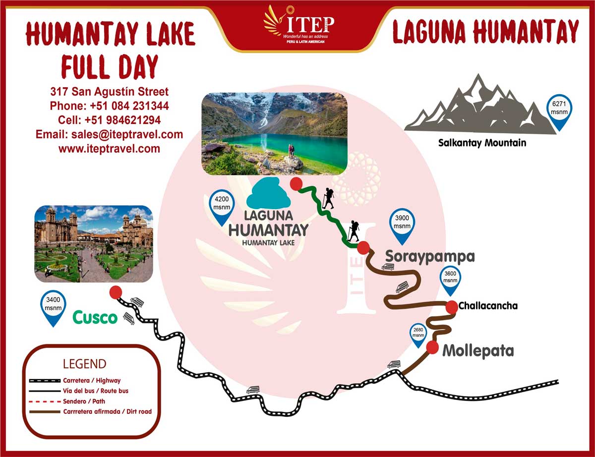 Map - Day 1: Cusco - Soraypampa “Humantay lake” – Full Day. Map - Day 1: Cusco - Soraypampa “Humantay lake” – Full Day.