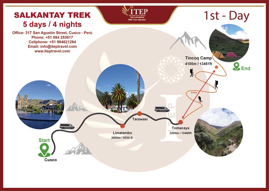 Map - Day 1: CUSCO – TOMACAYA COMMUNITY – TINCOQ CAMP Map - Day 1: CUSCO – TOMACAYA COMMUNITY – TINCOQ CAMP