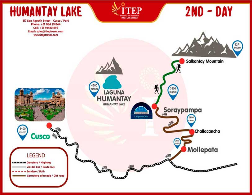 Mapa - Dia 2: Soraypampa – Paso de Salkantay // Treslado de regreso a Cusco 