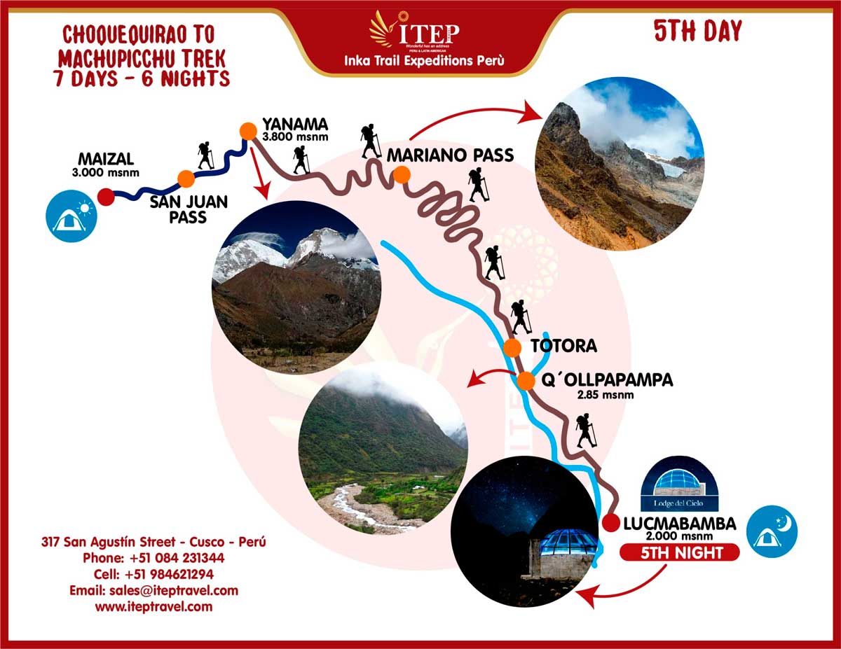 Map - Day 5: Maizal | Yanama – Totora- Lucmabamba. Map - Day 5: Maizal | Yanama – Totora- Lucmabamba.