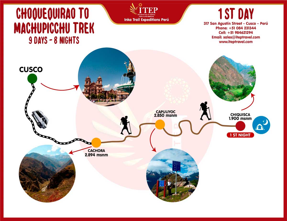 Map - Day 1: Cusco | Cachora - Playa Rosalina (Apurimac River) Map - Day 1: Cusco | Cachora - Playa Rosalina (Apurimac River)