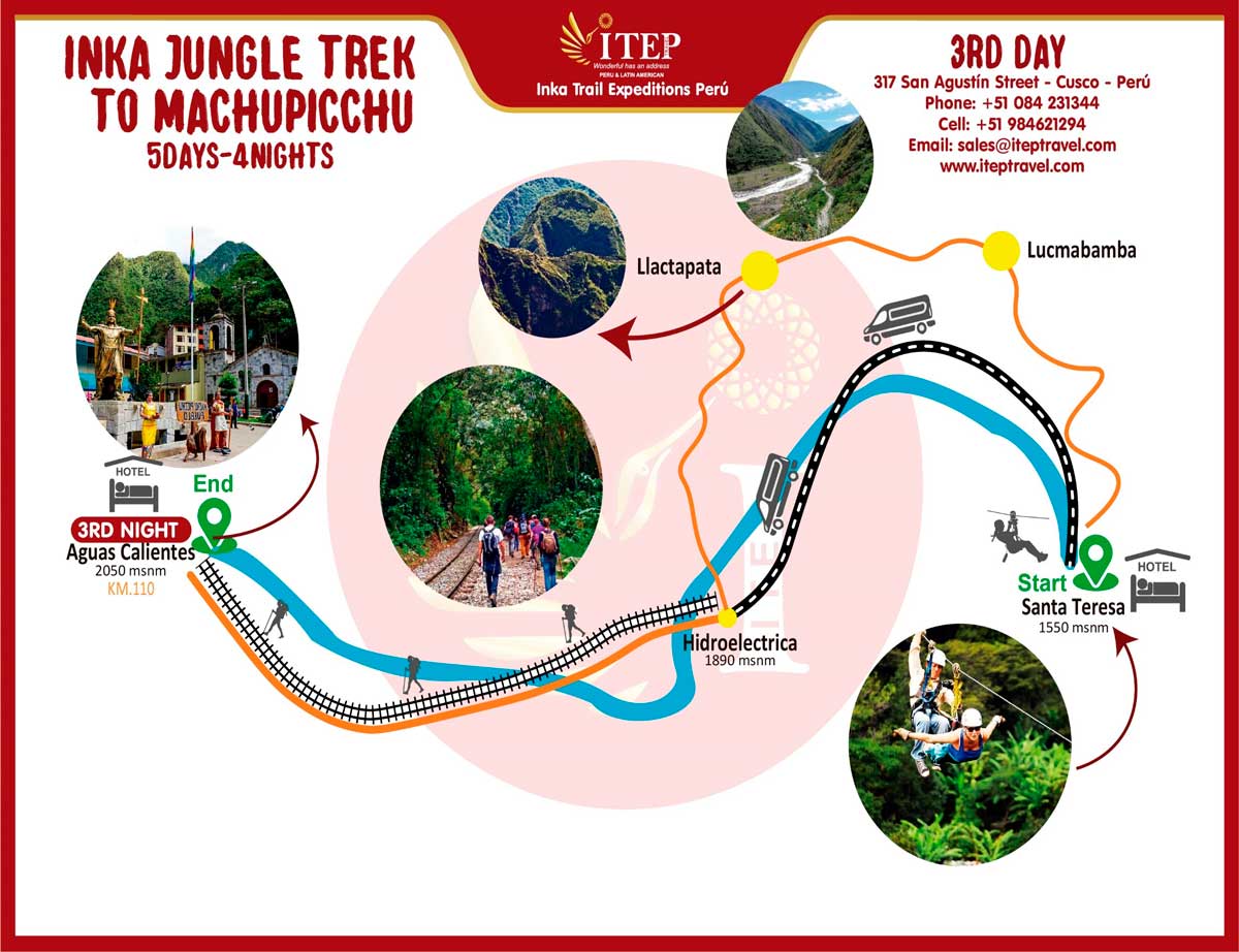 Map - Day 3: Inca Trail by Llactapata “1st view Machupicchu” Map - Day 3: Inca Trail by Llactapata “1st view Machupicchu”